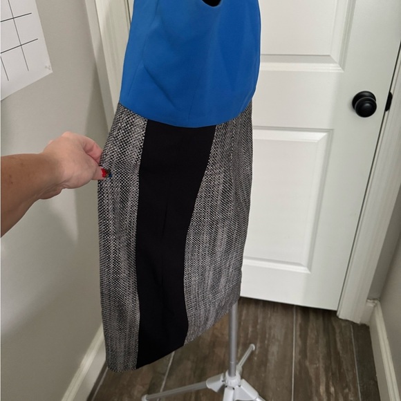 4C Anthropologie Dress Womens Blue‎ Gray Colorblock V Neck Sleeveless Size 4 - Picture 3 of 12